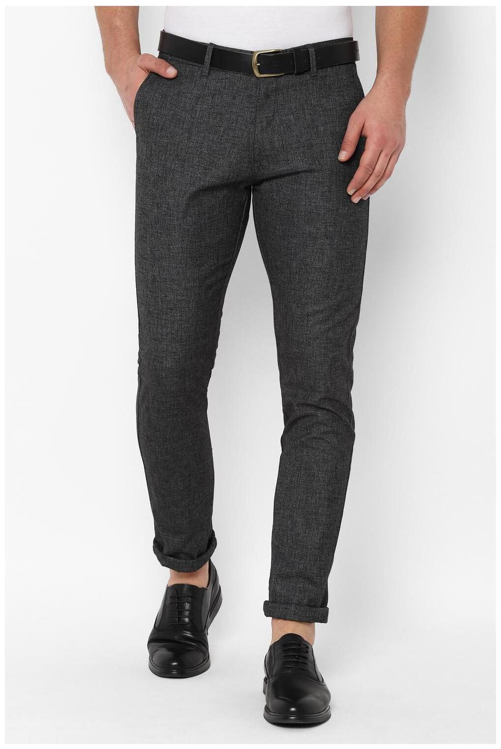 

People Men Black Textured Regular fit Regular trousers