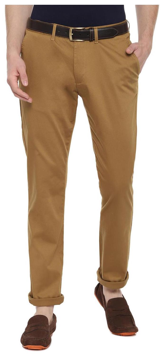 

People Men Brown Solid Regular fit Regular trousers