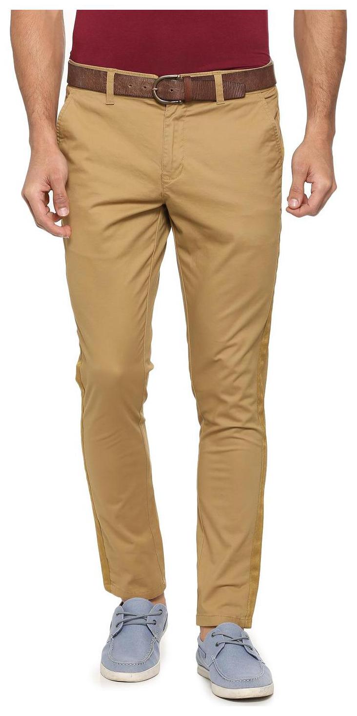 

People Men Beige Solid Regular fit Regular trousers