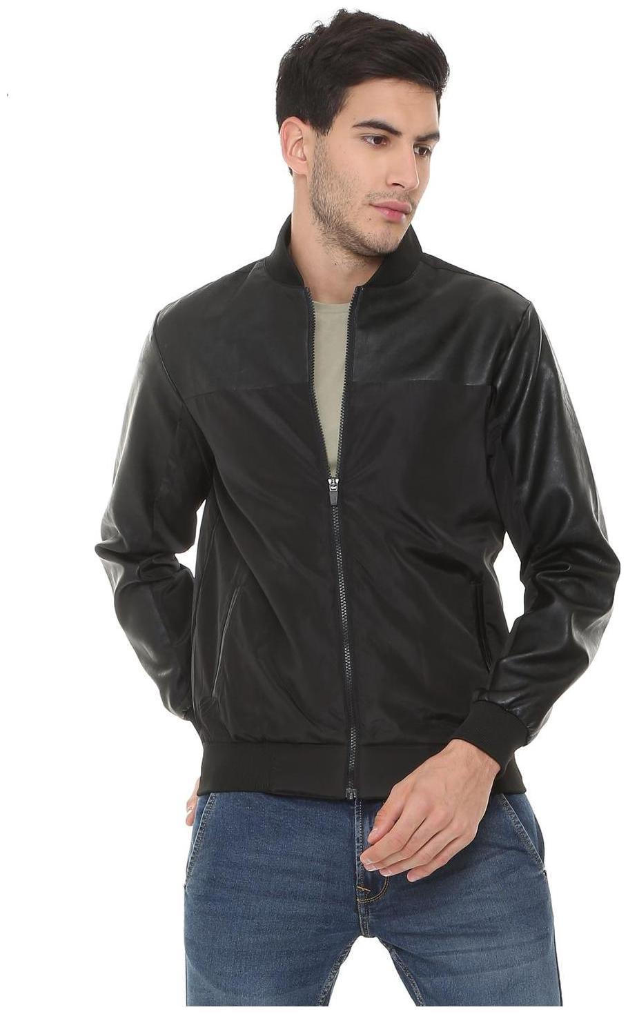 

People Men Black Solid Bomber jacket