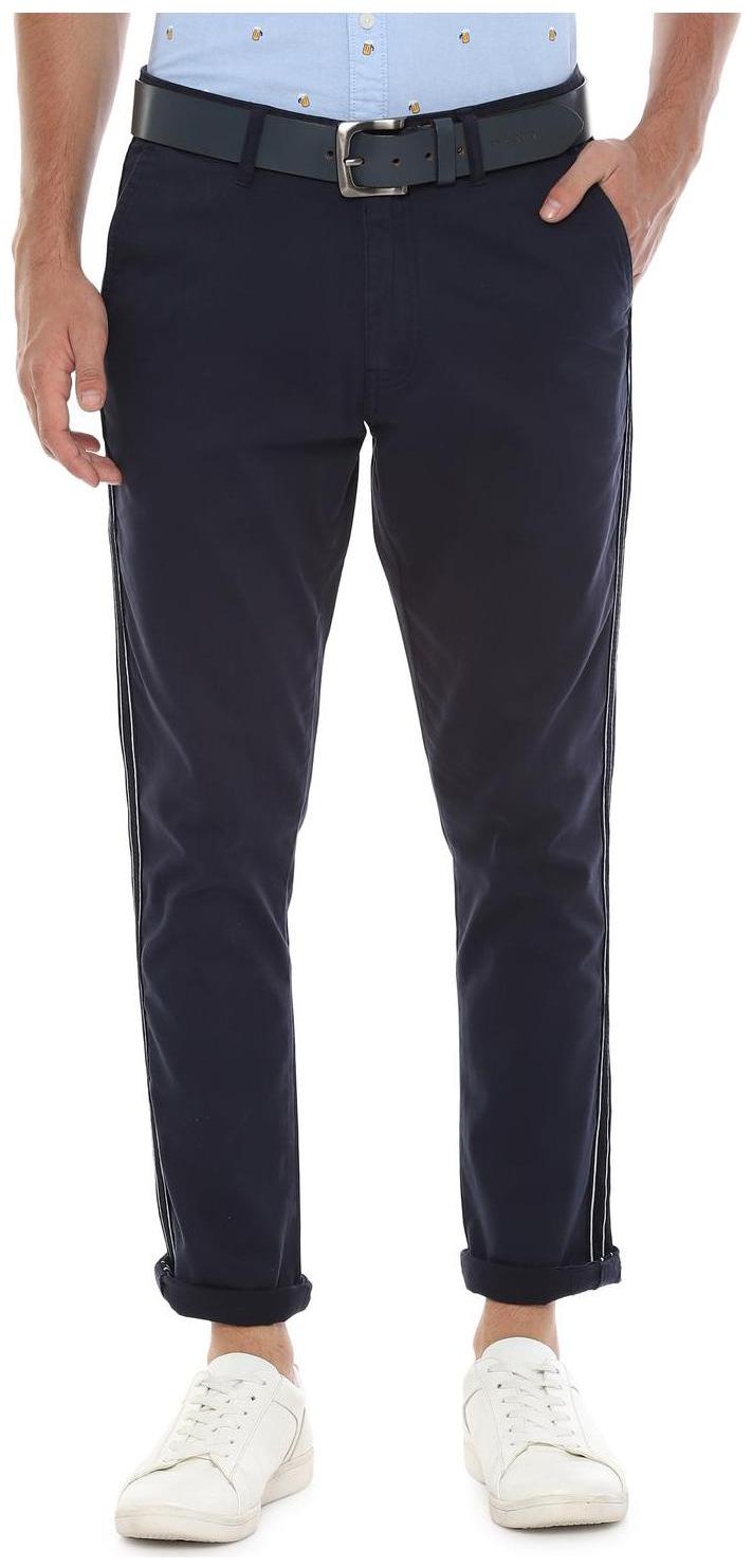 

People Men Blue Textured Regular fit Regular trousers