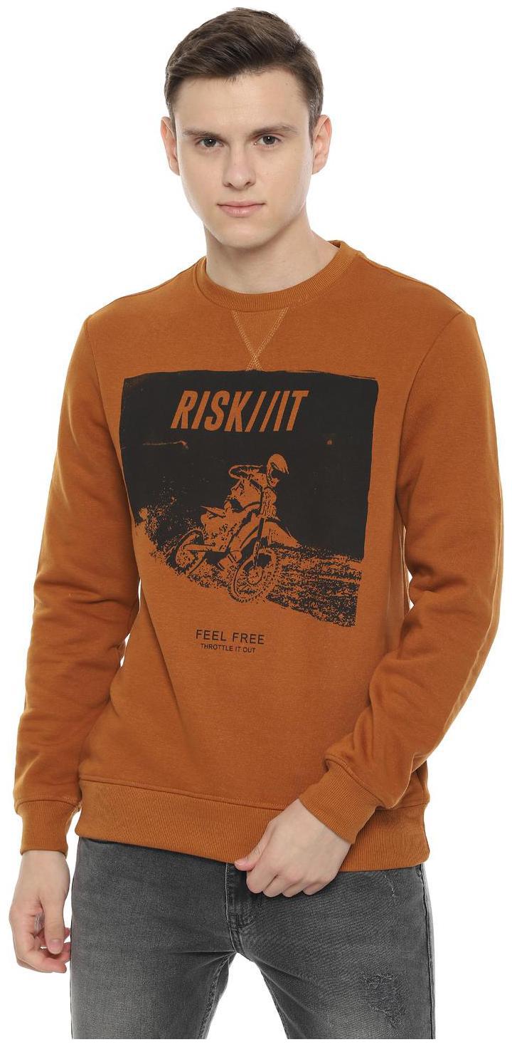 

People Men Brown Round neck Sweatshirt