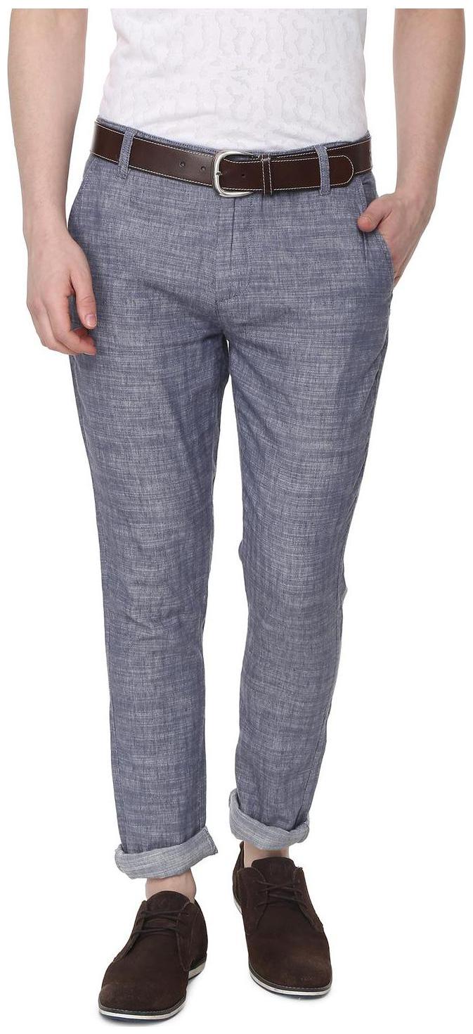 

People Men Blue Textured Slim fit Regular trousers