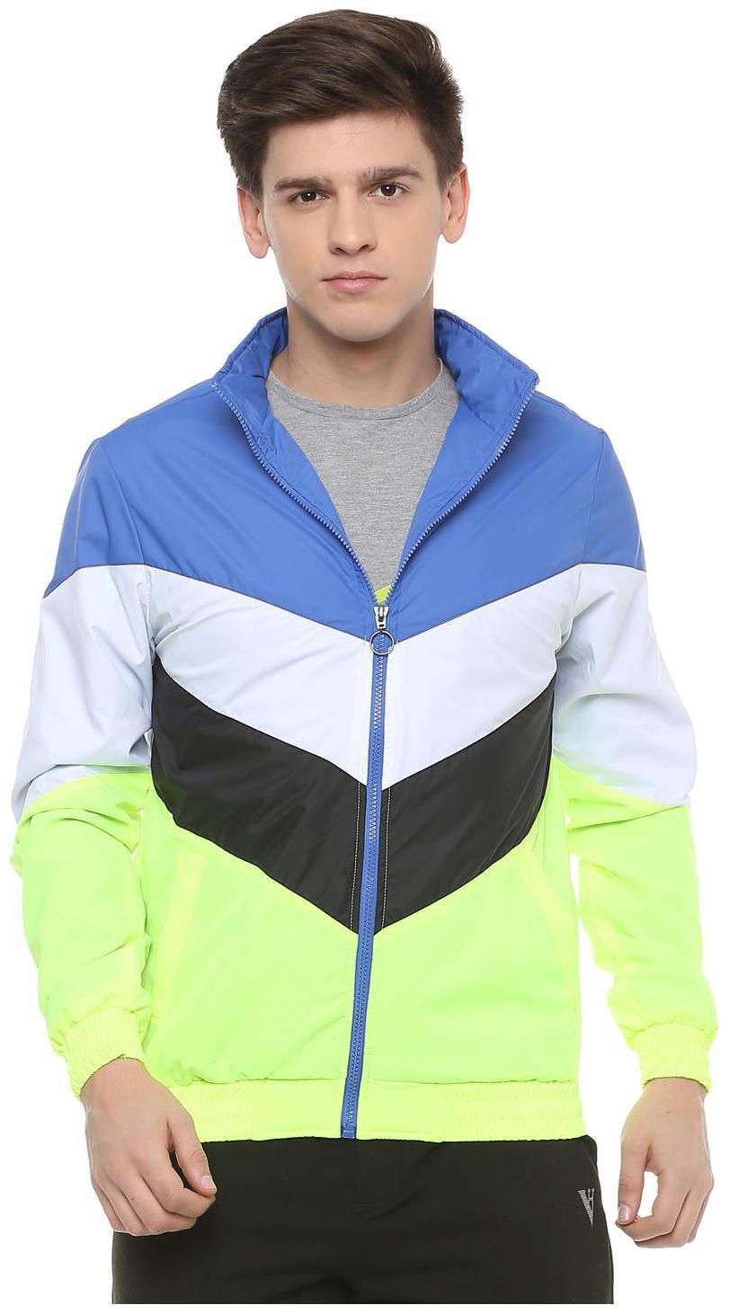

People Men Blue Printed Bomber jacket