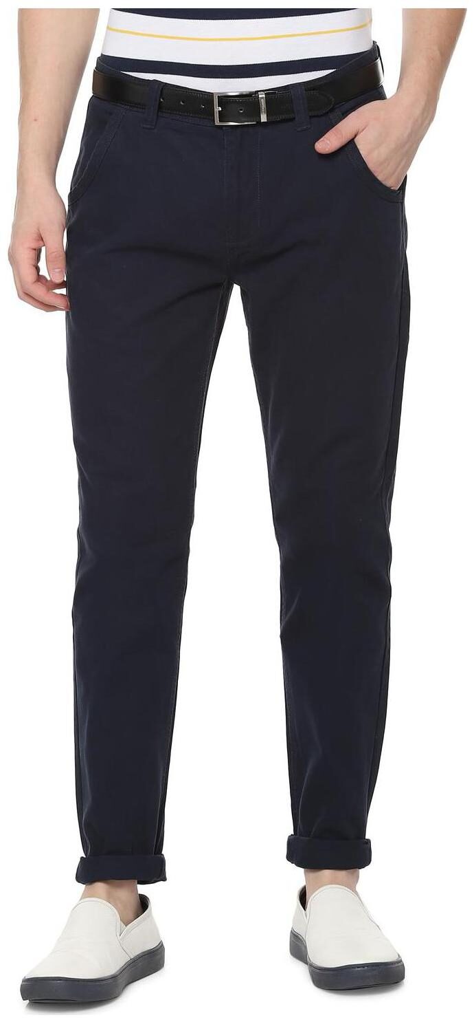 

People Men Blue Solid Regular fit Regular trousers