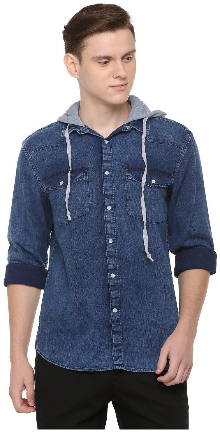 

People Men Blue Solid Regular Fit Casual Shirt