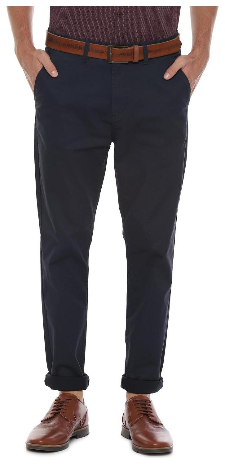 

People Men Blue Textured Regular fit Regular trousers