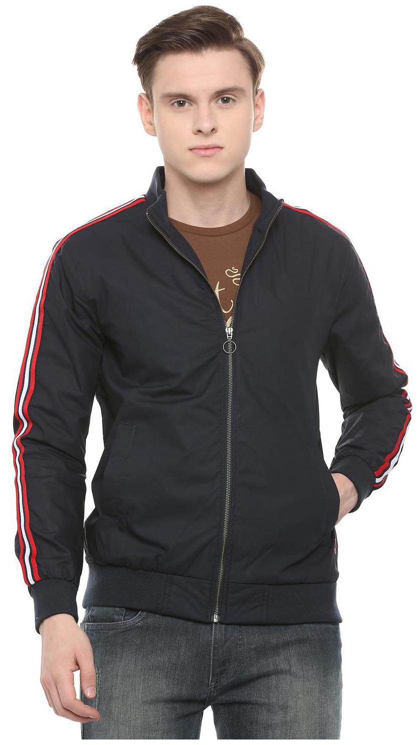 

People Men Blue Solid Bomber jacket