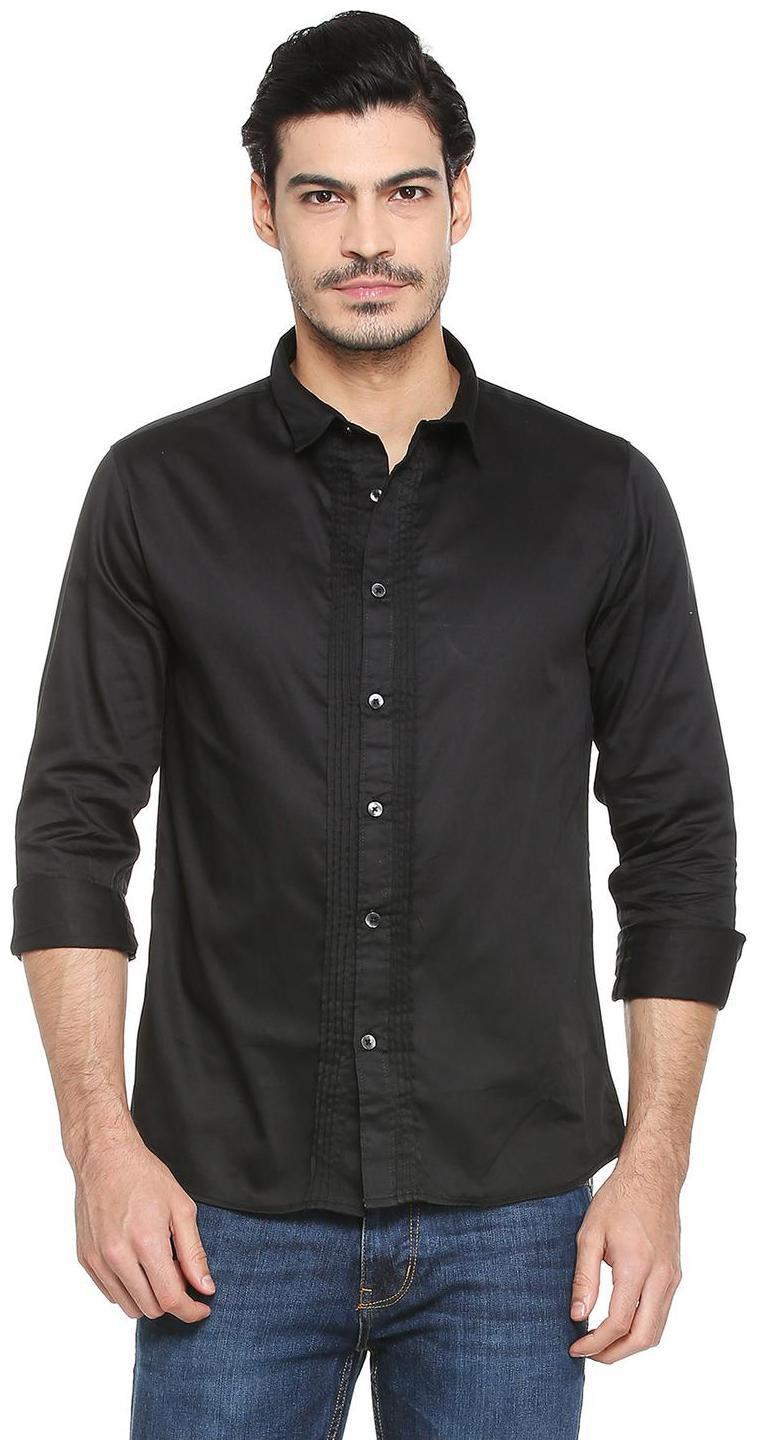 

People Men Black Solid Regular Fit Casual Shirt