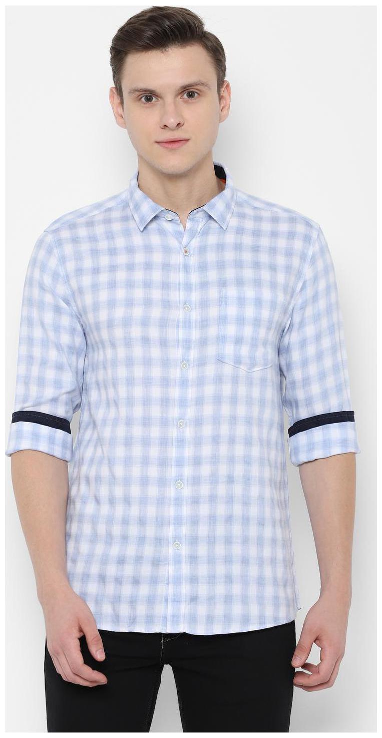

People Men Blue Checked Regular Fit Casual Shirt