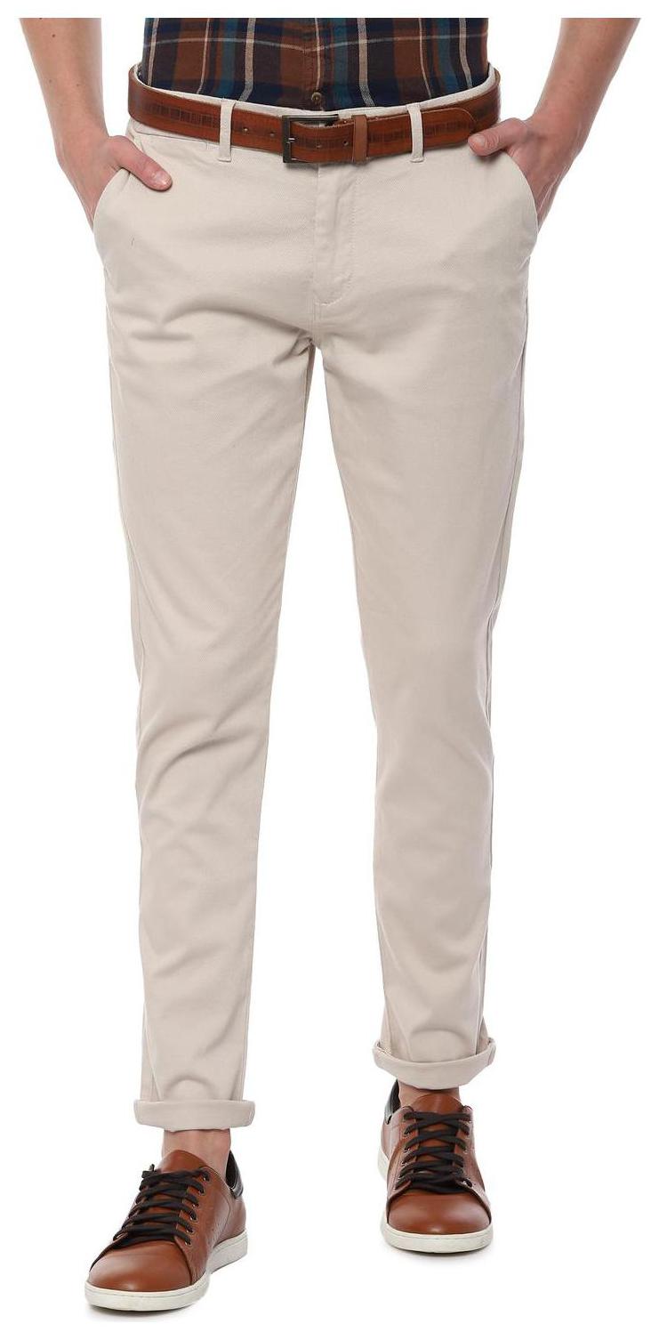 

People Men Beige Textured Regular fit Regular trousers