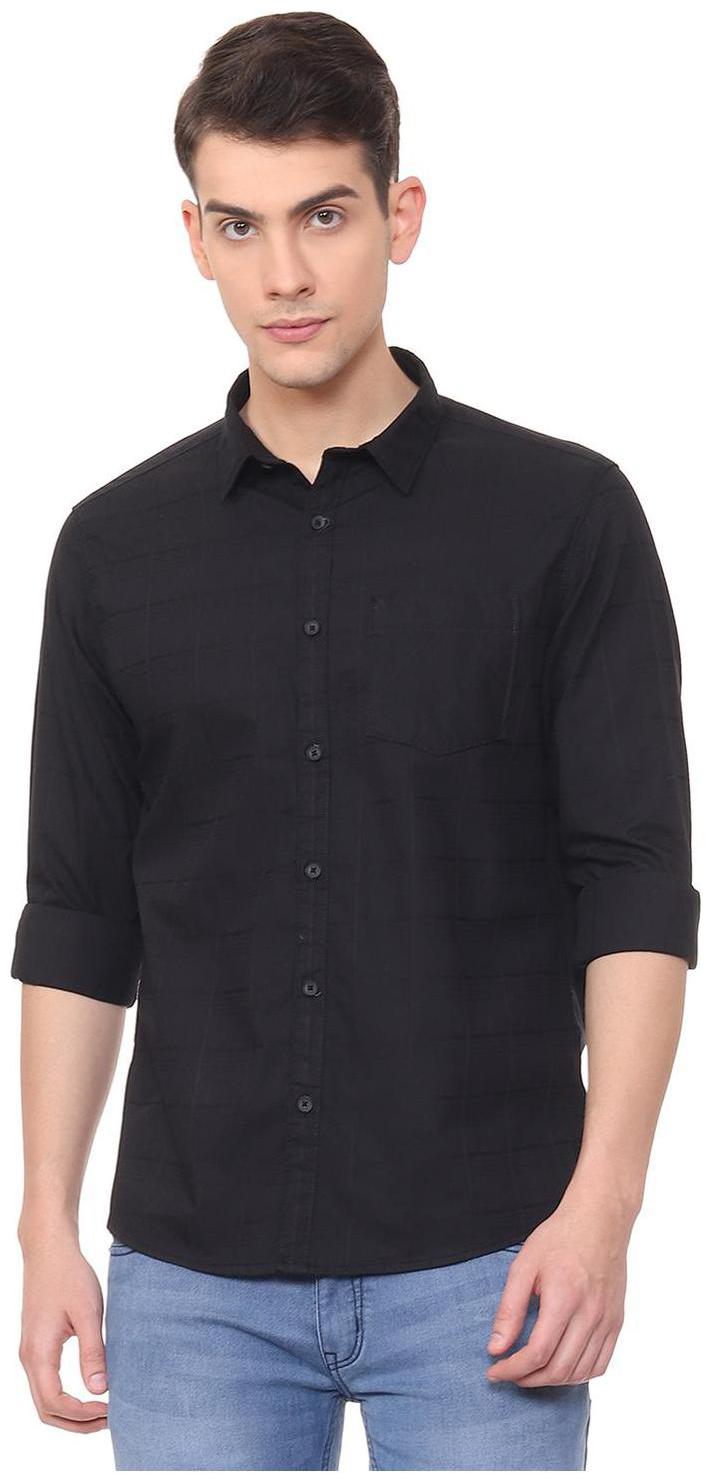 

People Men Blue Checked Regular Fit Casual Shirt