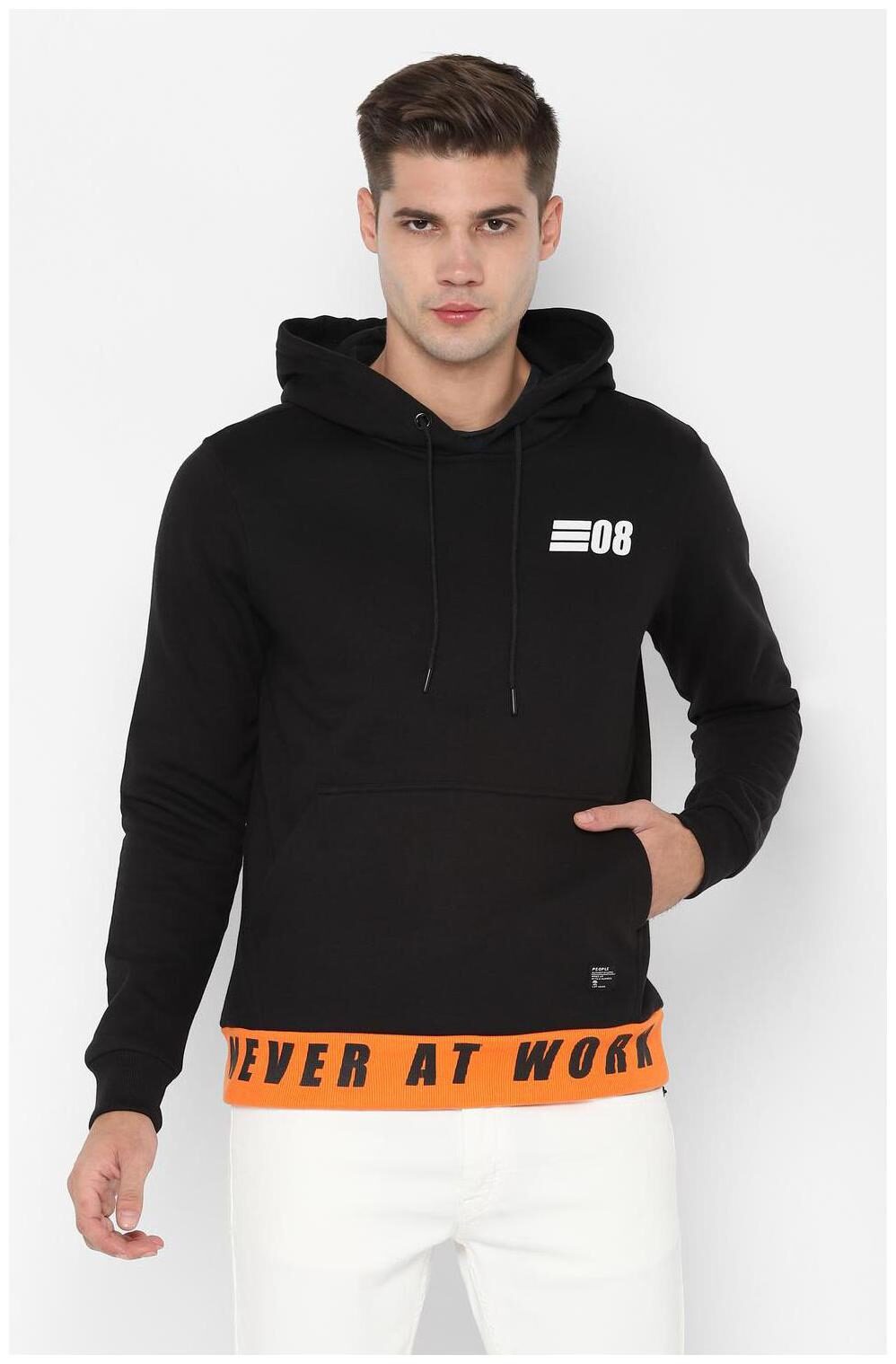 

People Men Black Hooded Sweatshirt