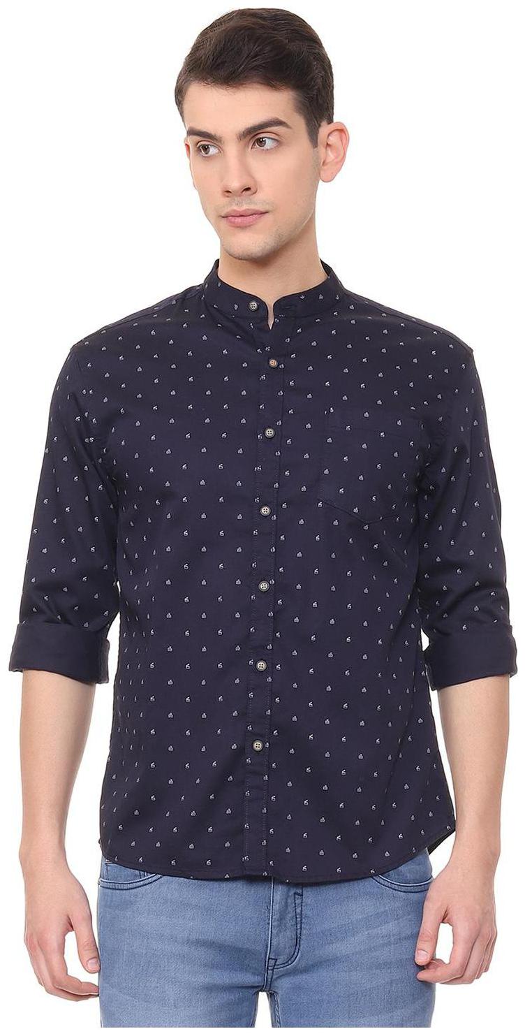 

People Men Blue Printed Regular Fit Casual Shirt