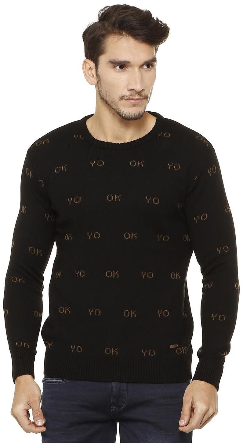 

People Men Brown Round neck Pullover