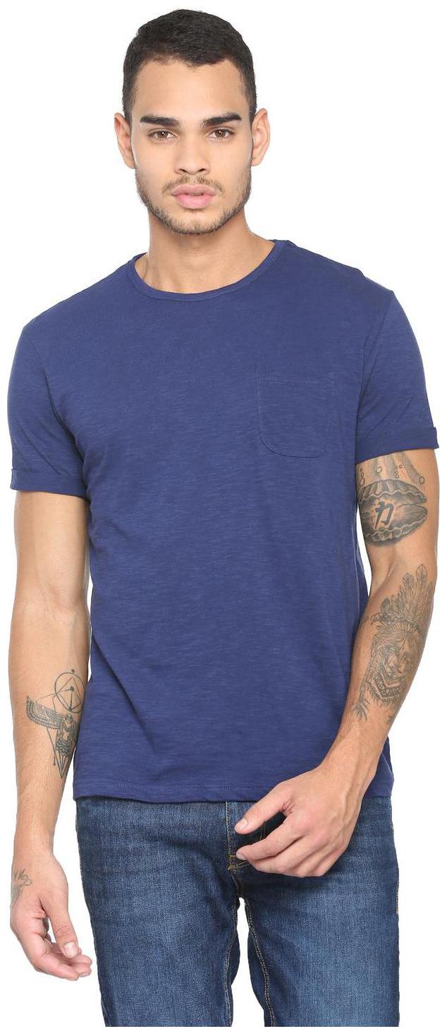 

People Men Blue Regular fit Cotton Round neck T-Shirt - Pack Of 1