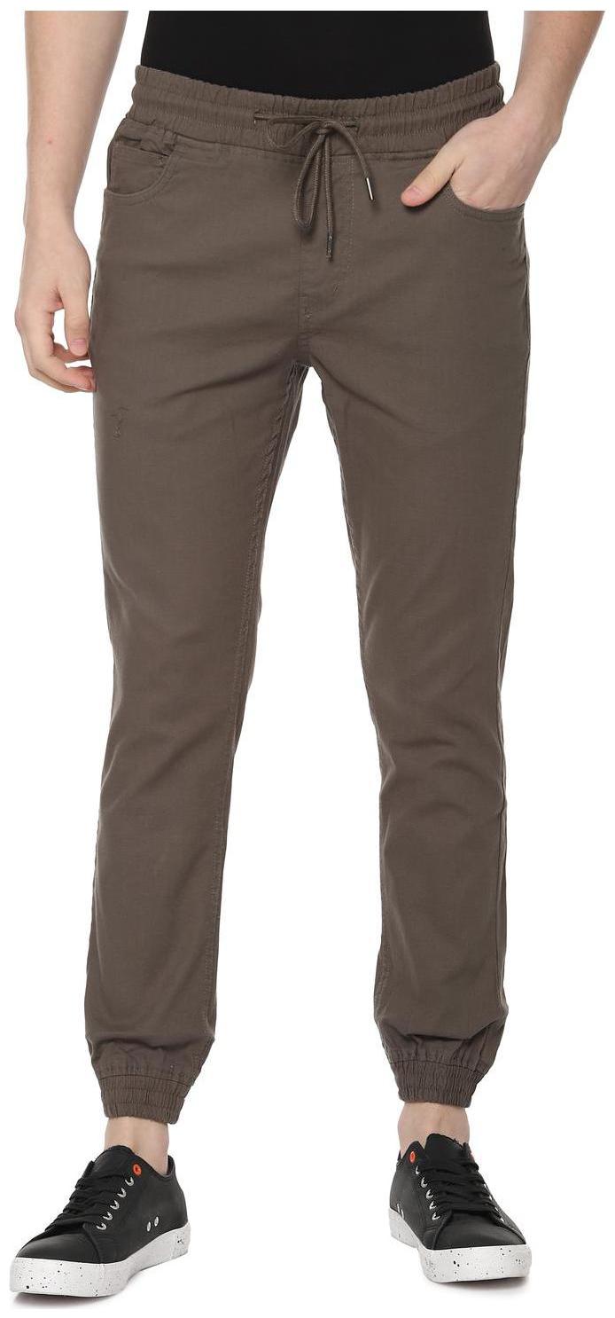 

People Men Brown Solid Regular fit Joggers