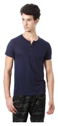 

People Men Blue Regular fit Cotton Mandarin collar T-Shirt - Pack Of 1