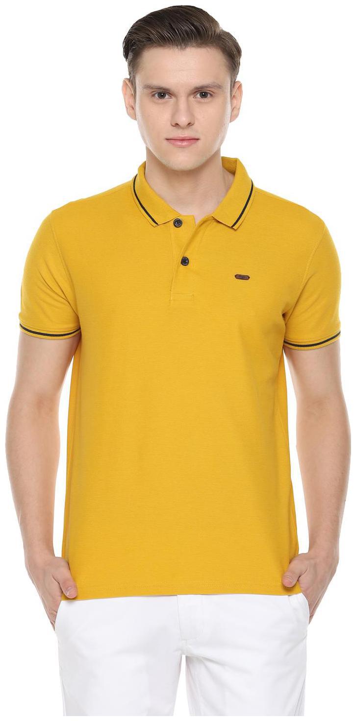 

People Men Yellow Regular fit Cotton Blend Polo collar T-Shirt - Pack Of 1