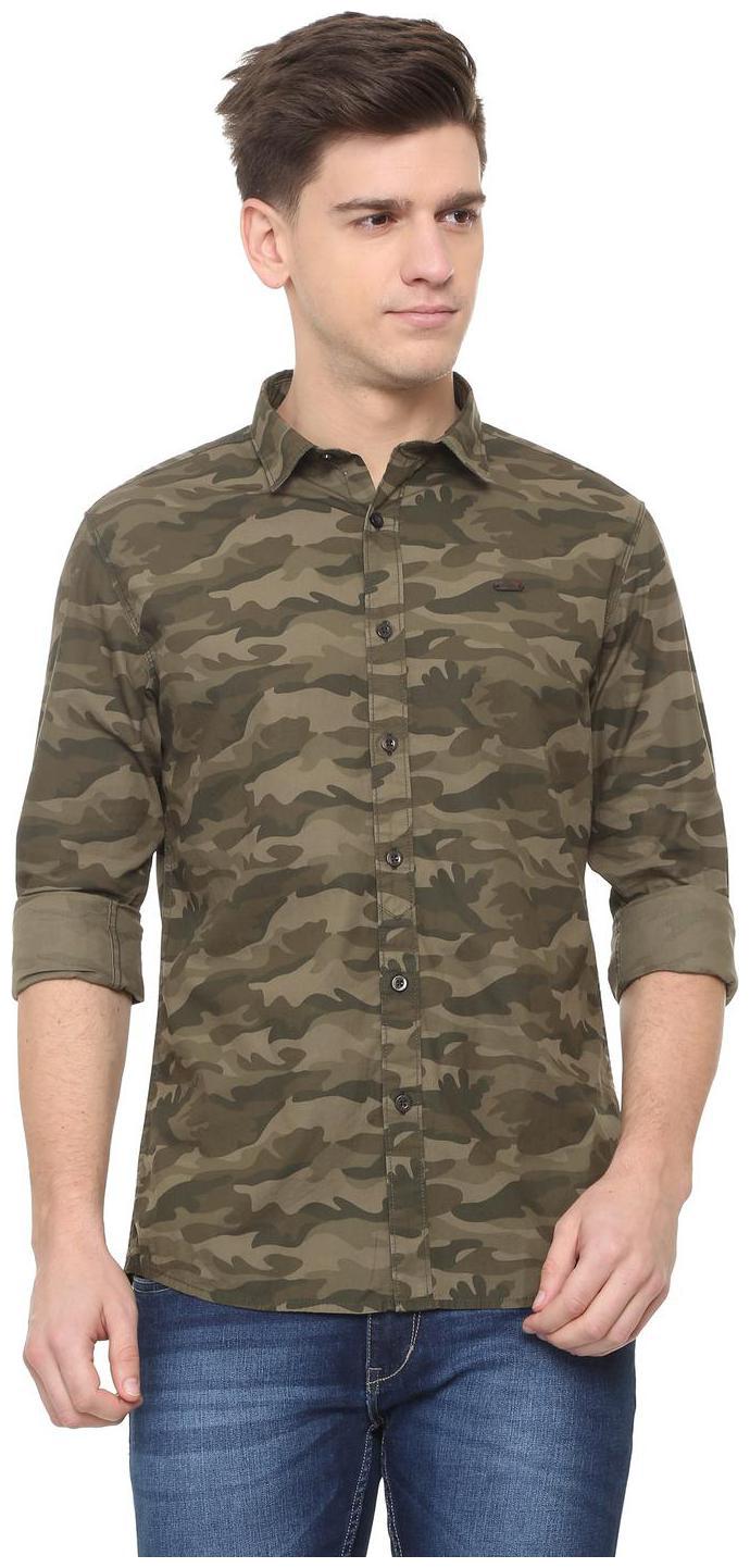 

People Men Grey Printed Regular Fit Casual Shirt