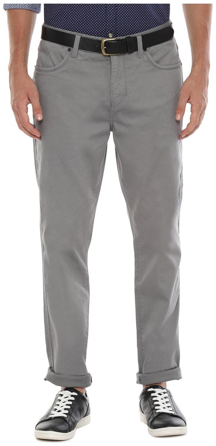 

People Men Grey Textured Regular fit Regular trousers