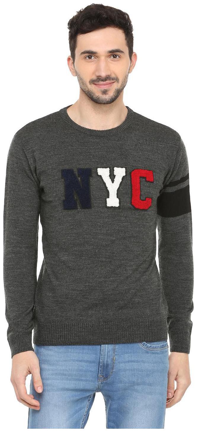 

People Men Grey Round neck Pullover