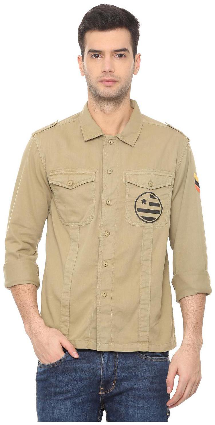 

People Men Green Solid Regular Fit Casual Shirt