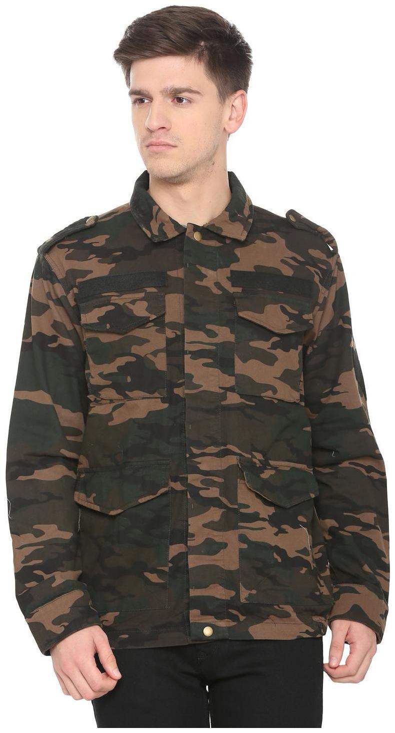 

People Men Green Printed Bomber jacket