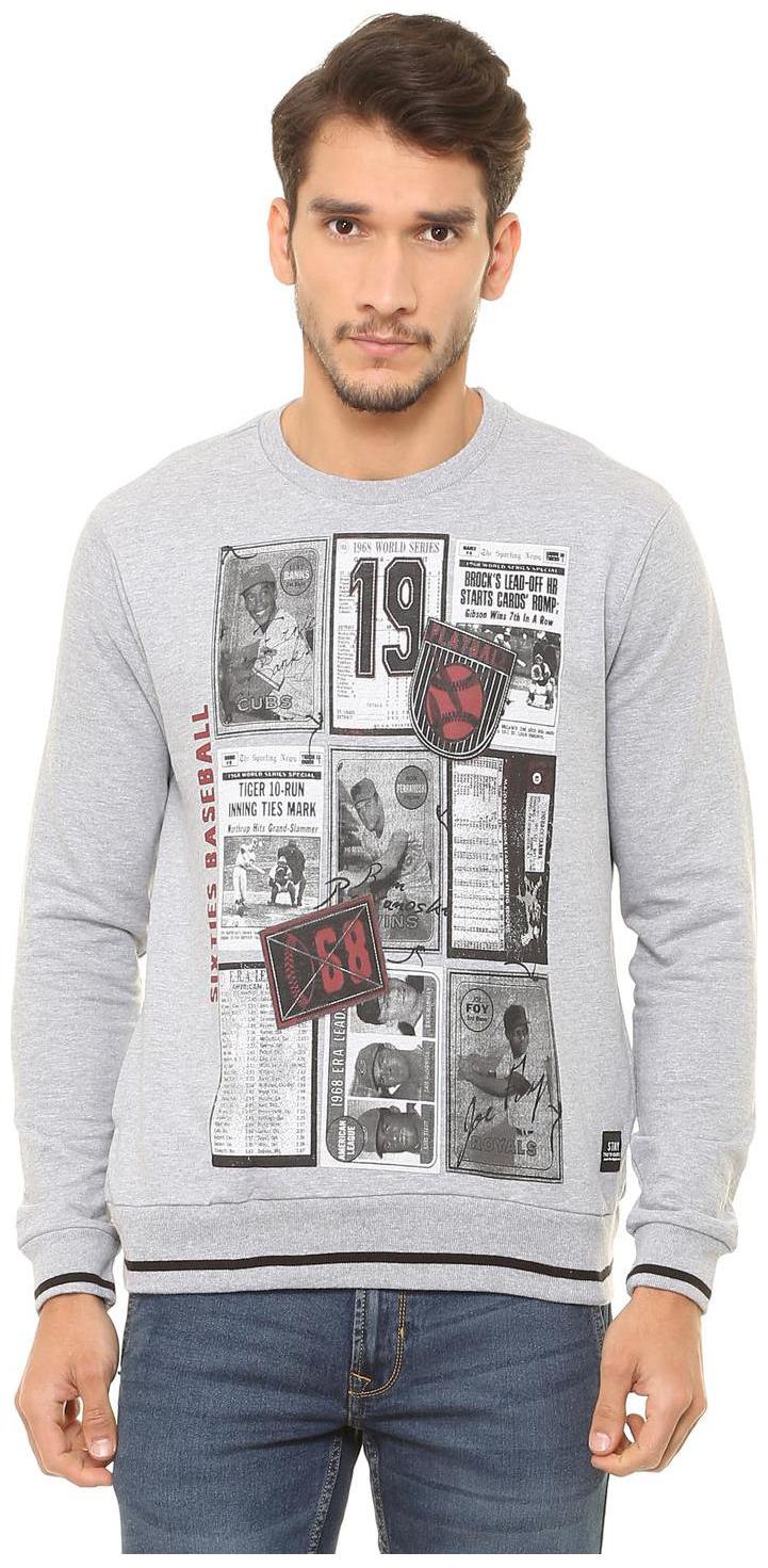 

People Men Grey Round neck Sweatshirt