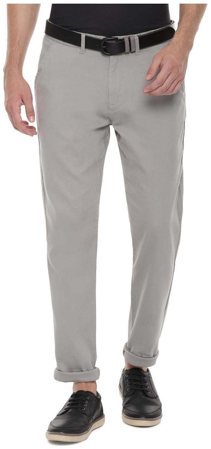 

People Men Grey Textured Regular fit Regular trousers