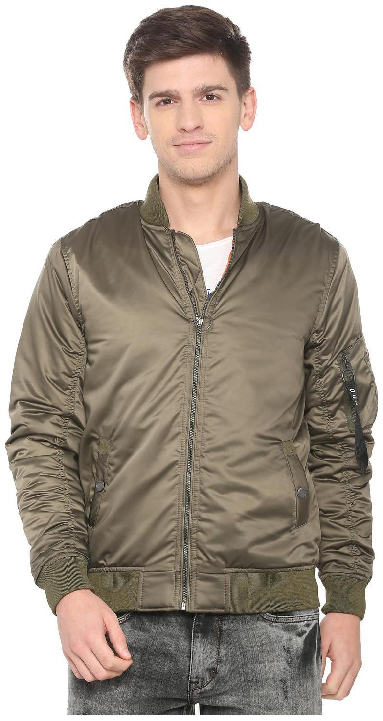 

People Men Green Solid Bomber jacket