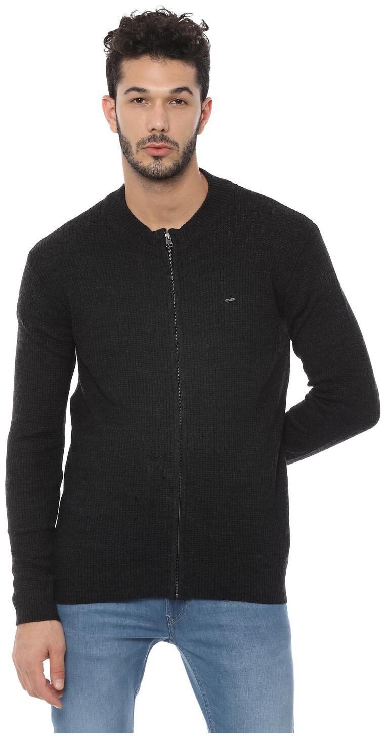 

People Men Grey Round neck Front-open sweater