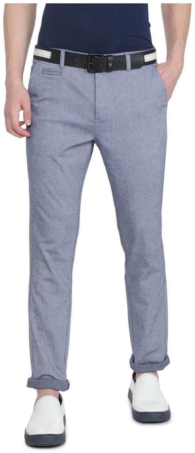 

People Men Grey Textured Regular fit Regular trousers