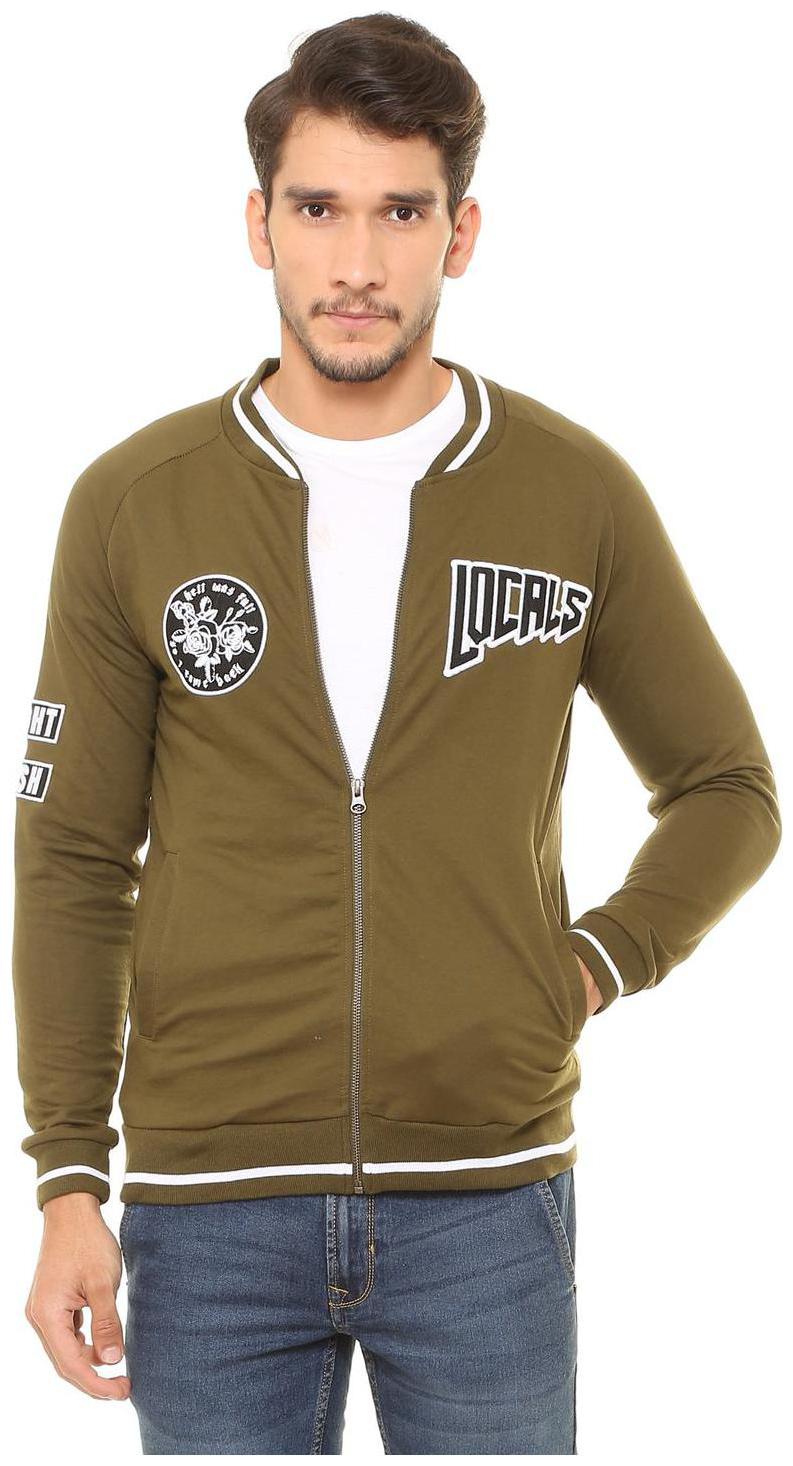 

People Men Green Henley neck Sweatshirt