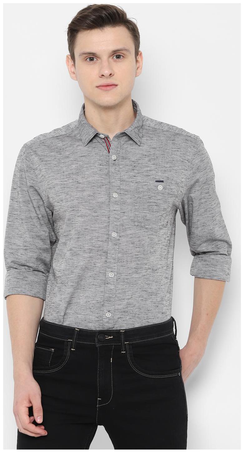 

People Men Grey Solid Regular Fit Casual Shirt