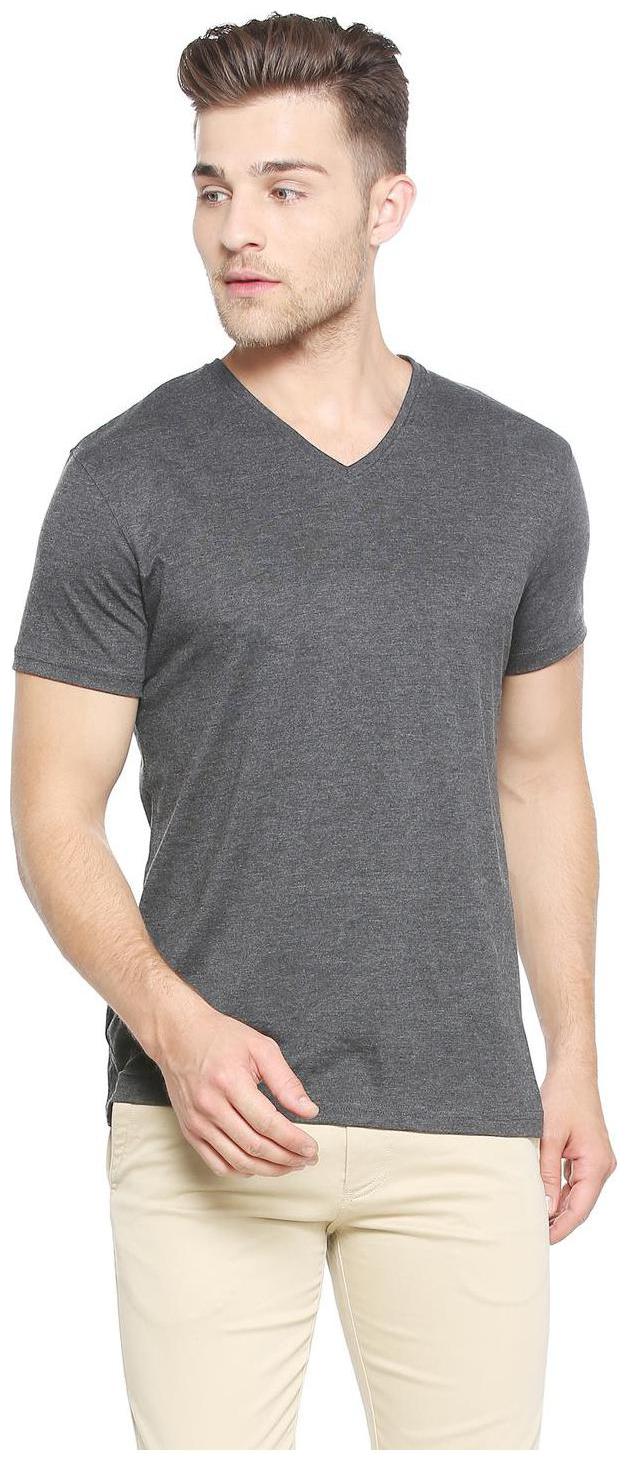 

People Men Grey Regular fit Cotton Blend V neck T-Shirt - Pack Of 1