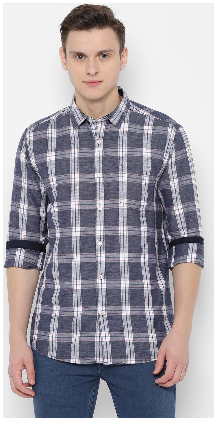 

People Men Grey Checked Regular Fit Casual Shirt
