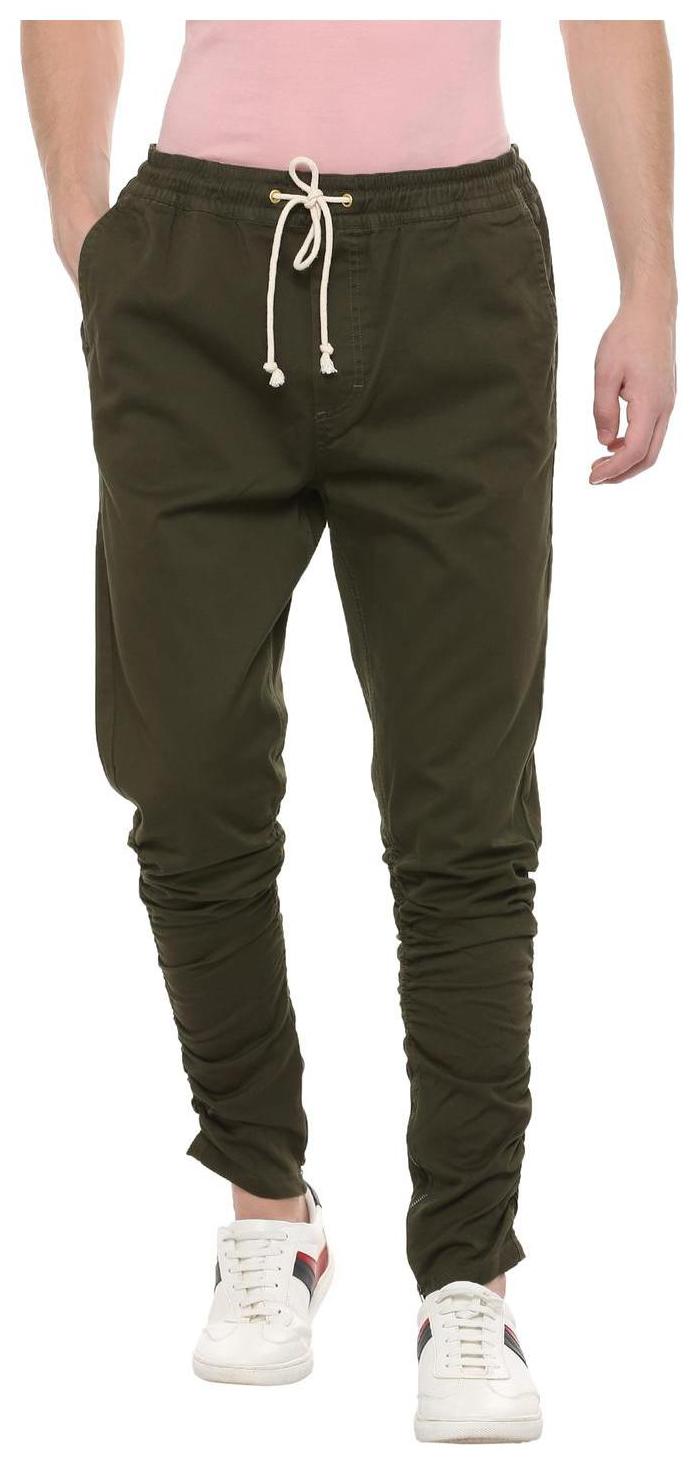 

People Men Green Solid Slim fit Regular trousers