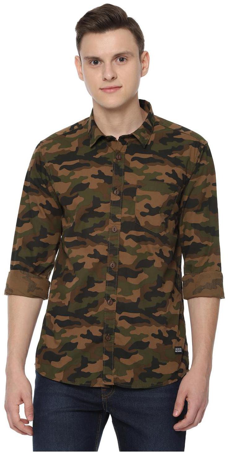 

People Men Multi Camouflage Regular Fit Casual Shirt