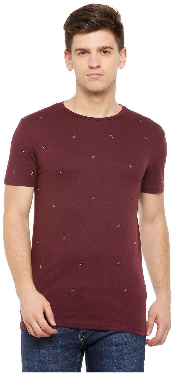 

People Men Maroon Regular fit Cotton Blend Round neck T-Shirt - Pack Of 1