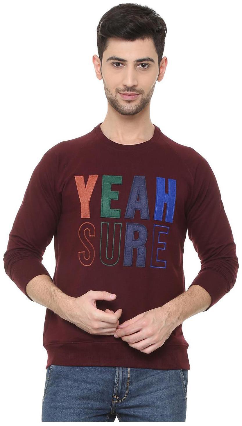 

People Men Maroon Round neck Sweatshirt