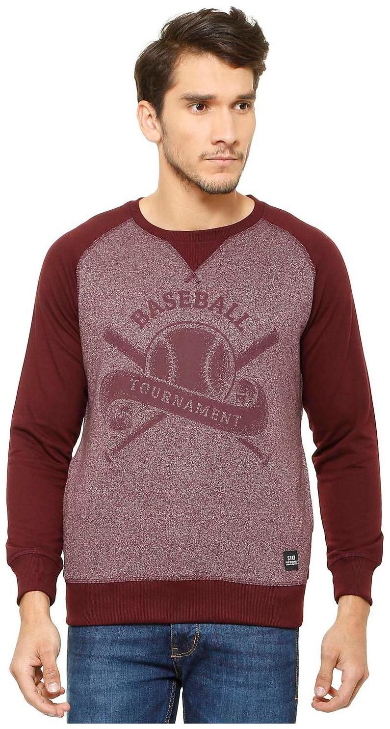 

People Men Maroon Round neck Sweatshirt