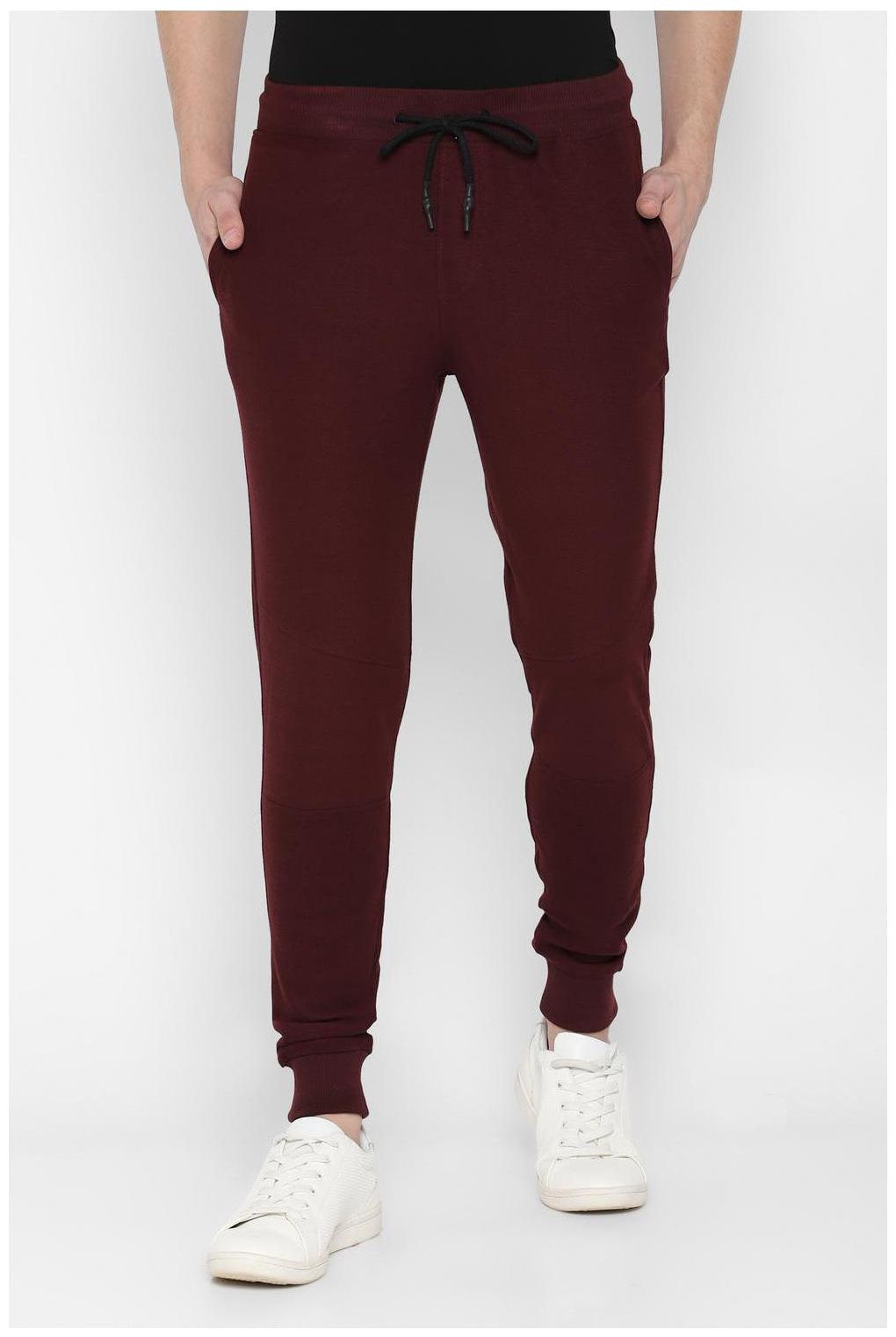 

People Men Maroon Solid Regular fit Joggers