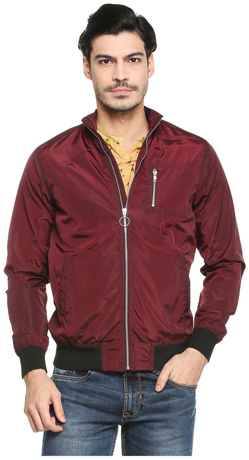 

People Men Maroon Solid Bomber jacket