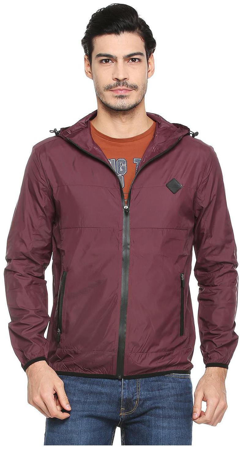 

People Men Maroon Solid Bomber jacket