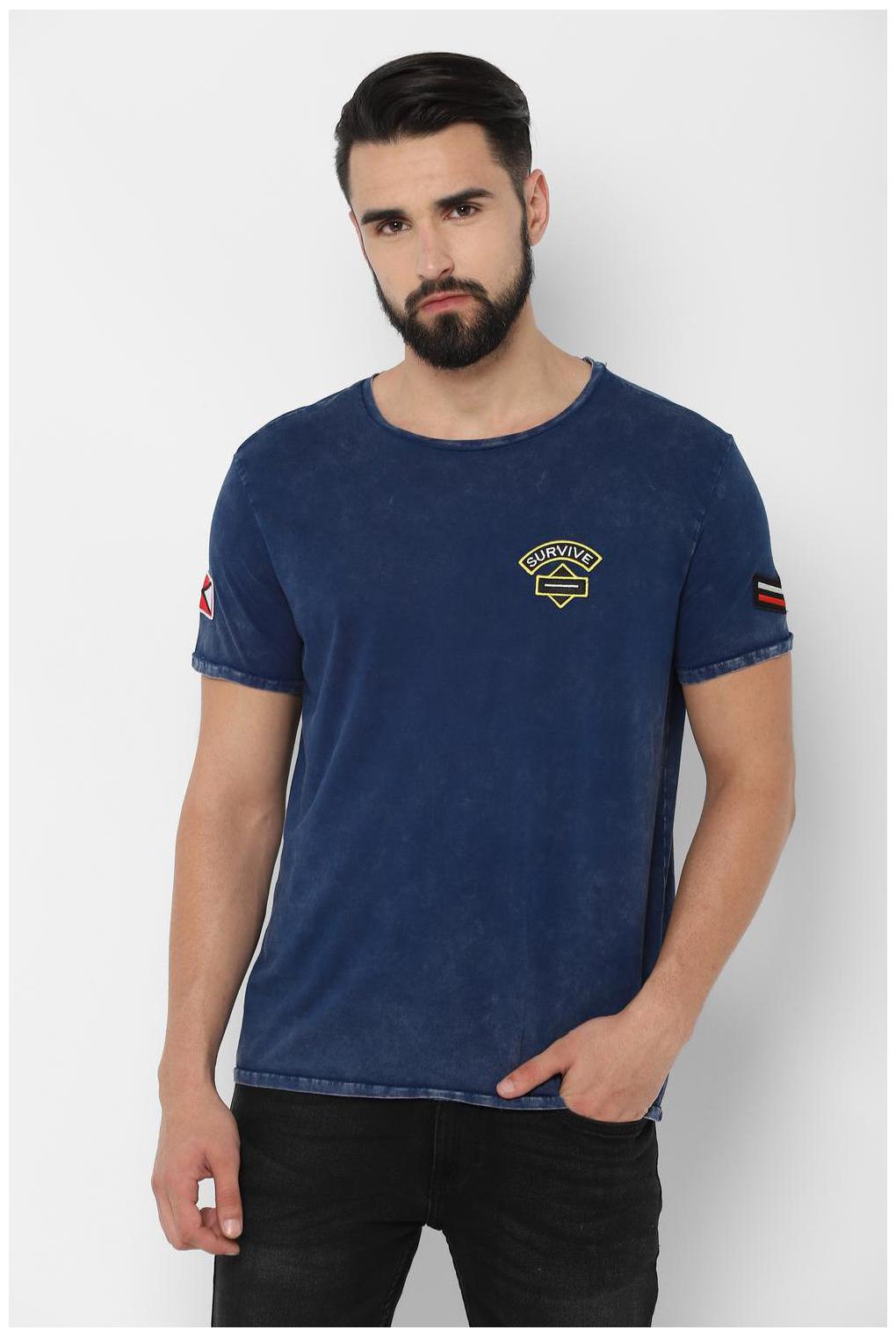 

People Men Navy blue Regular fit Cotton Round neck T-Shirt - Pack Of 1