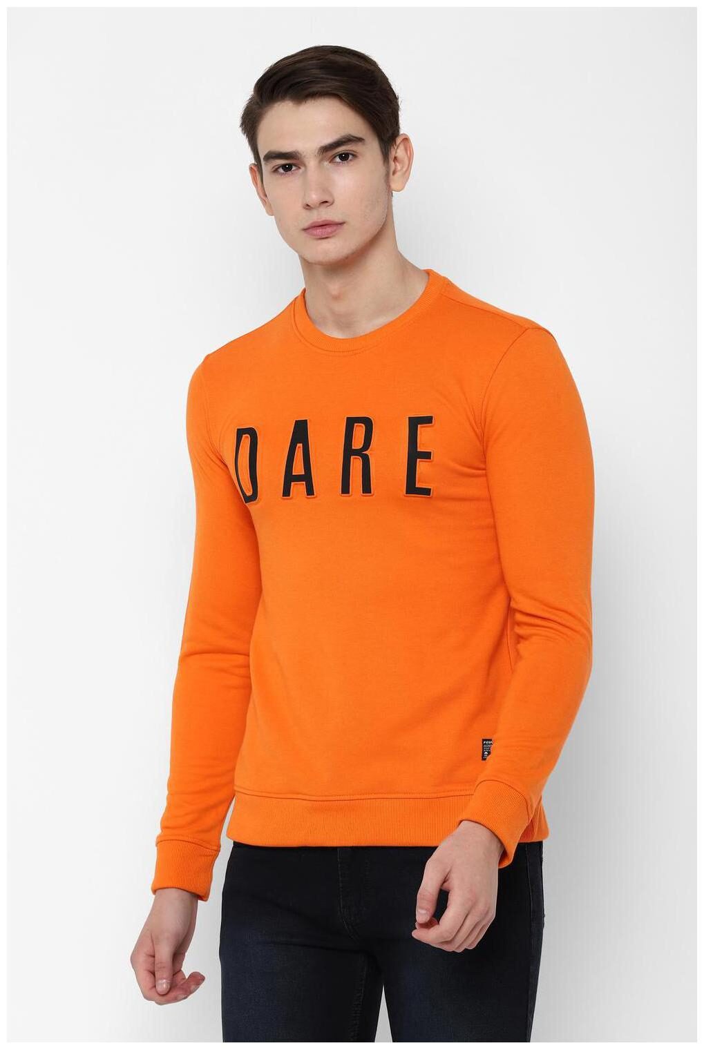 

People Men Orange Round neck Sweatshirt
