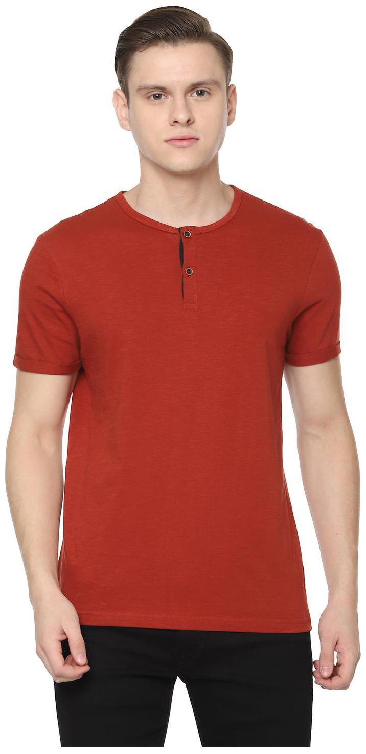 

People Men Orange Regular fit Cotton Henley neck T-Shirt - Pack Of 1