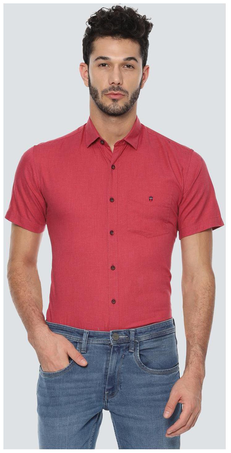 

People Men Pink Solid Slim Fit Casual Shirt