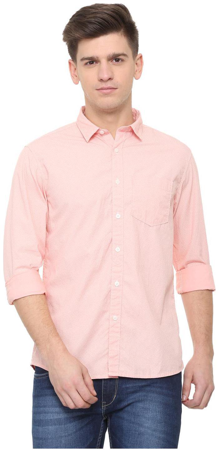 

People Men Pink Solid Regular Fit Casual Shirt